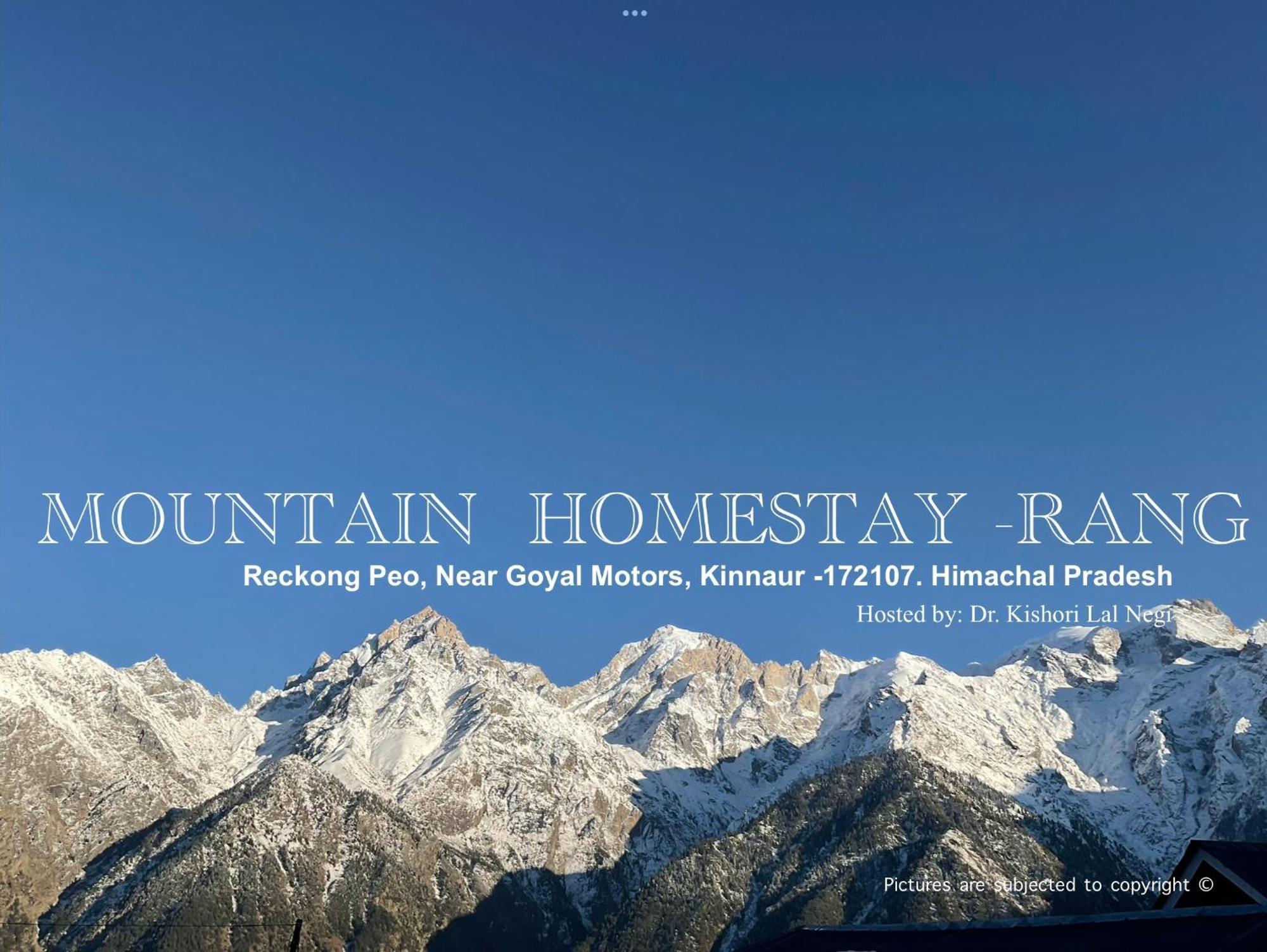 Mountain Home Stay -Rang, At Reckong Peo - Kalpa, Near Goyal Motors, Way To Petrol Pump At Itbp Quarters Exterior foto